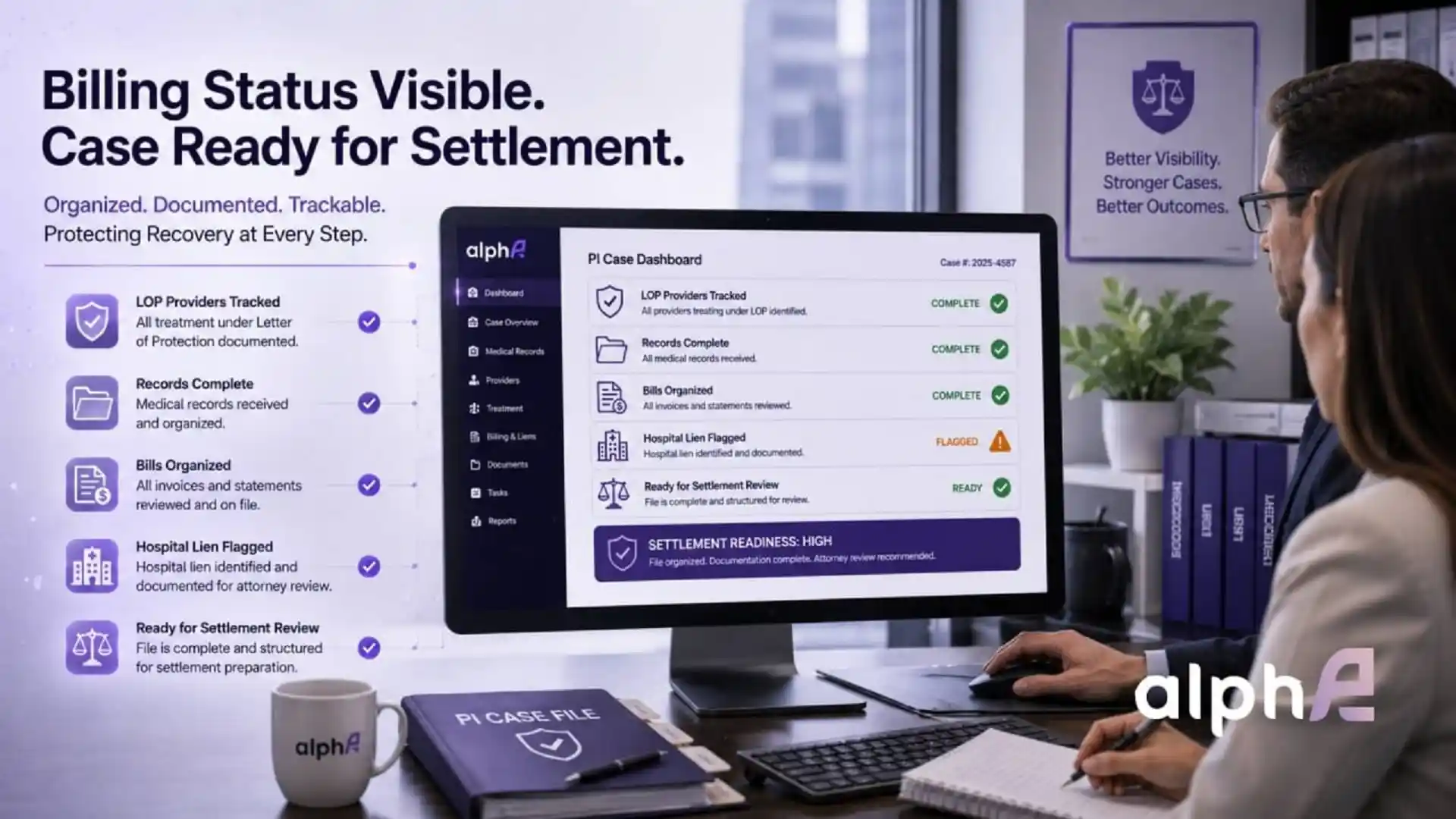 personal injury billing status and settlement review dashboard
